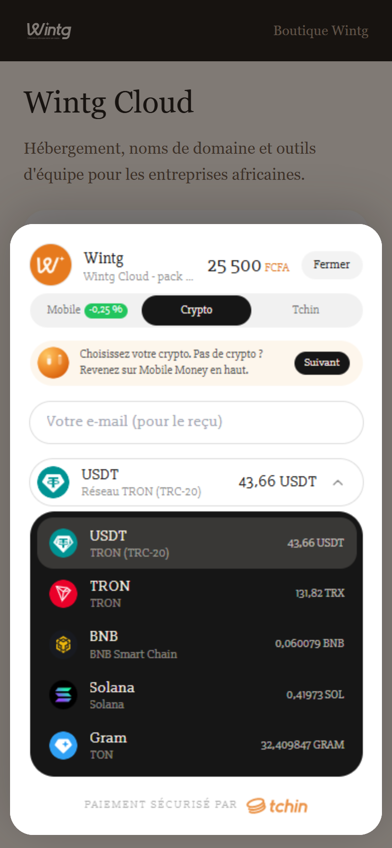 Crypto : la liste des cryptos, avec le montant de chacune au cours du jour.